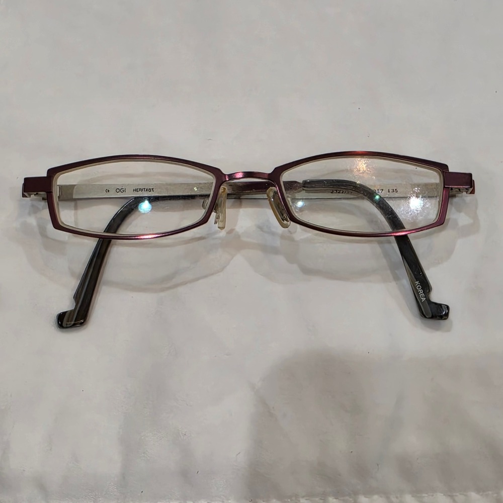OGI Heritage Eyeglasses 2227/1189 48-17-135 Burgundy Silver Good Rectangle Metal